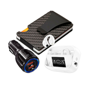 Road Warrior paket: Bluetooth slušalke, avtopolnilec in RFID denarnica