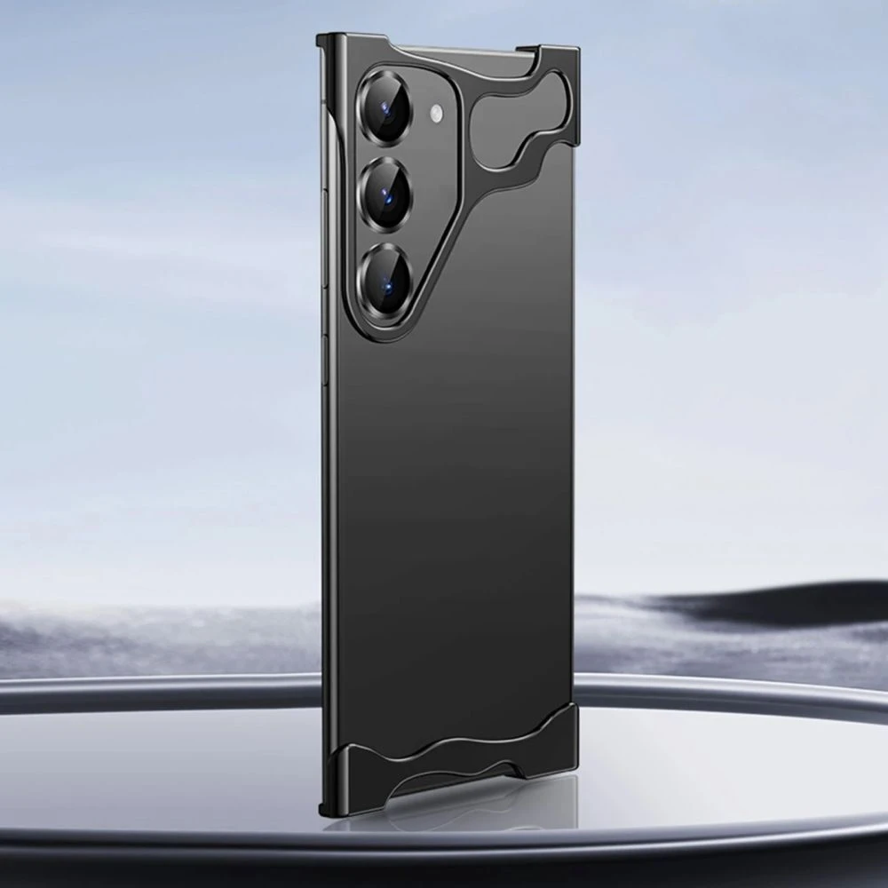 Minimalističen ovitek Naked Metal z alu zaščito robov in steklom za zadnje kamere za Samsung Galaxy S24 Plus - onyx black