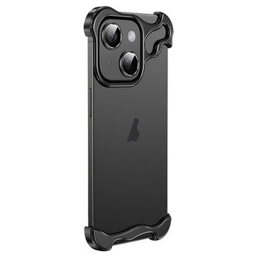 Minimalističen ovitek Naked Metal z alu zaščito robov in steklom za zadnje kamere za iPhone 15 - onyx black