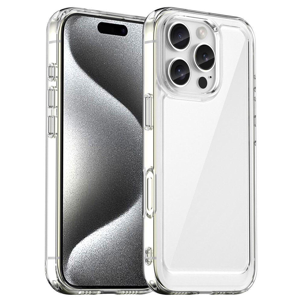 Hibriden ovitek "Frame Shield" za iPhone 16 Pro - prozoren