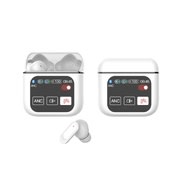 Brezžične slušalke VisionBass Pro - Bluetooth 5.4 slušalke z vgrajenim zaslonom, ANC in močnimi basi - moonlight white