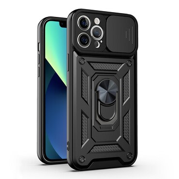 Oklepni ovitek MaX-Armor z obročem, kovinsko ploščico in zaščito zadnjih kamer za iPhone 16 Pro - army black