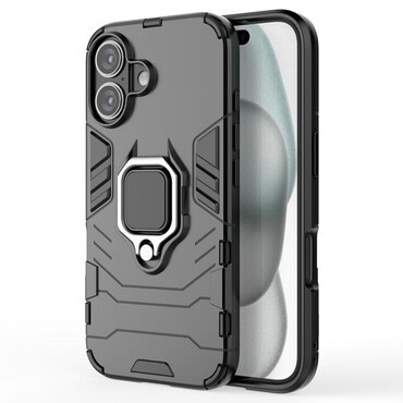 Robusten ovitek "Impact X Ring" za iPhone 16 - črn