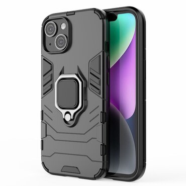 Robusten ovitek "Impact X Ring" za iPhone 15 Plus - črn