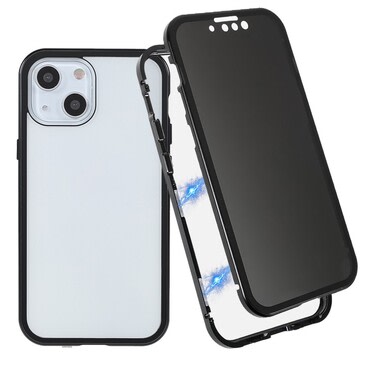 Magnetni full-body ovitek za iPhone 16 Plus "Stronghold Dark" z zatemnjenim privacy steklom - črn