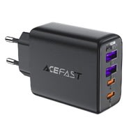 Stenski polnilni adapter Acefast "A61", z GaN tehnologijo, 2x USB-A in 2x USB-C izhodoma 45W - črn