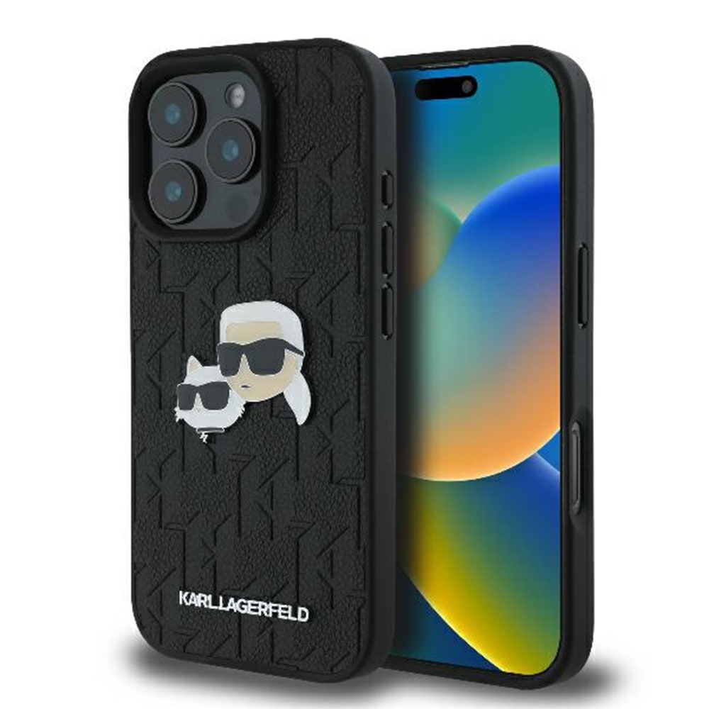 Originalen ovitek Karl Lagerfeld "Monogram Karl and Chaoupette" za iPhone 16 Pro Max - black