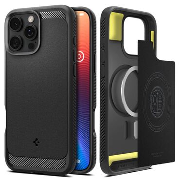 Ovitek Spigen "Rugged Armor MagFit" za iPhone 16 Pro - matte black