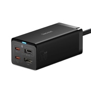 Stenski polnilni adapter Baseus "GAN5 Pro 67W" s HDMI, USB-A in 2x USB-C izhodi ter priloženim USB-C kablom - črn
