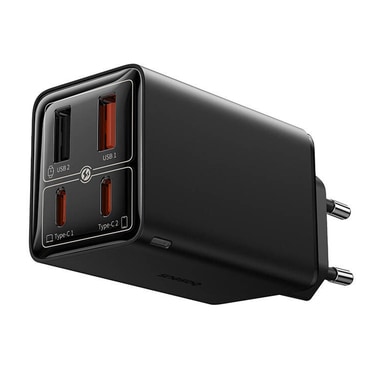 Stenski polnilni adapter Baseus z GaN6 Pro tehnologijo, 2x USB-A in 2x USB-C izhodoma 65W in priloženim kablom- črn Stenski polnilni adapter Baseus z GaN6 Pro tehnologijo, 2x USB-A in 2x USB-C izhodoma 65W in priloženim kablom- črn