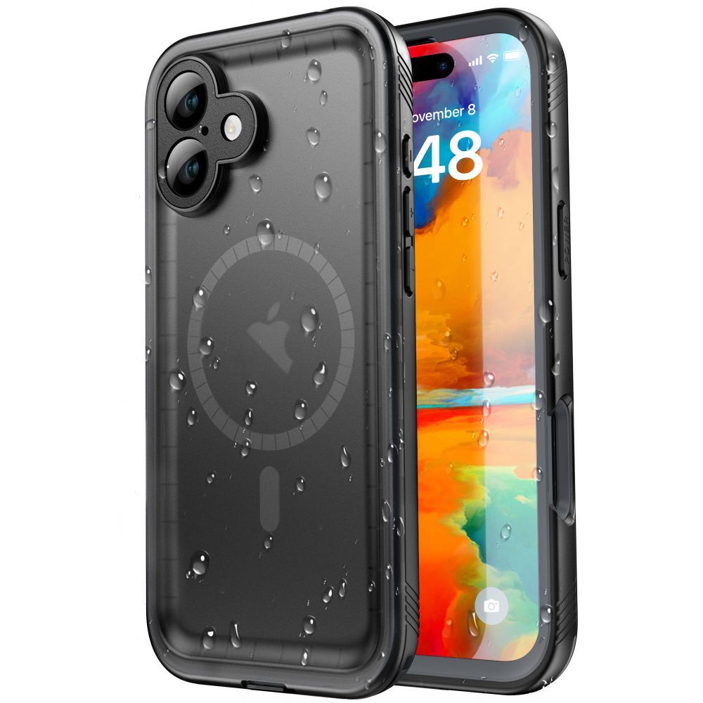 Vodoodporen ovitek ShellBox "WaterProof" za iPhone 16 Plus z IP68 za spuste do 1.5m globine - črn