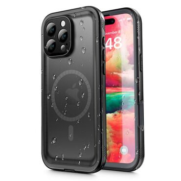 Vodoodporen ovitek ShellBox "WaterProof" za iPhone 16 Pro z IP68 za spuste do 1.5m globine - črn