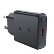 Ultra tanek stenski polnilni adapter Acefast "A65", z GaN tehnologijo in 1x USB-C izhodom 20W - črn