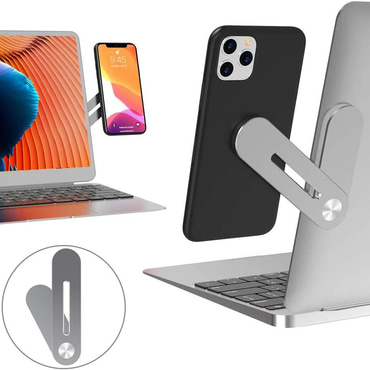 Magnetno zložljivo držalo za mobilne naprave Techsuit "Desk Holder" s pritrditvijo na laptop ali monitor - srebrno Magnetno zložljivo držalo za mobilne naprave Techsuit "Desk Holder" s pritrditvijo na laptop ali monitor - srebrno