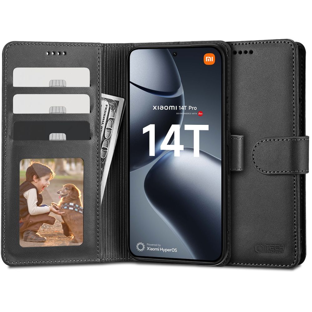 Etui Tech-Protect "Wallet" iz umetnega usnja za Xiaomi 14T Pro - black