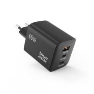 Stenski polnilni adapter Blue Star "VT-43" z GaN tehnologijo in PD 4.0, 1x USB-A in 2x USB-C izhodoma 65W - črn