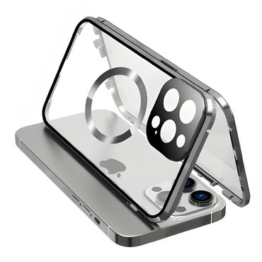Magnetni Full-Body ovitek s steklom "Stronghold MagLock" za iPhone 16 Pro - titanium silver