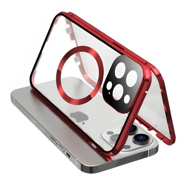 Magnetni Full-Body ovitek s steklom "Stronghold MagLock" za iPhone 16 Pro - titanium red