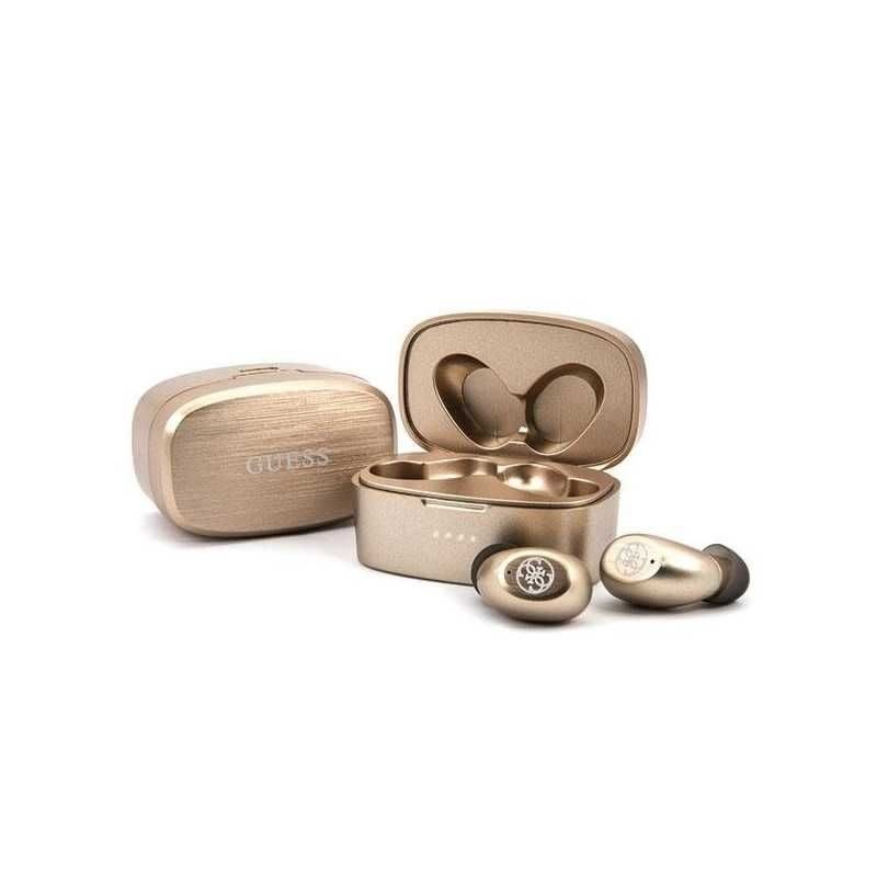 Earbuds brezžične Bluetooth slušalke Guess s prenosno polnilno postajo - zlate