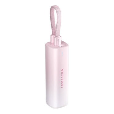 Power bank Vention Flow s hitrim polnjenjem 20W, kapaciteto 5000mAh in USB-C v lightning kablom - ombre pink