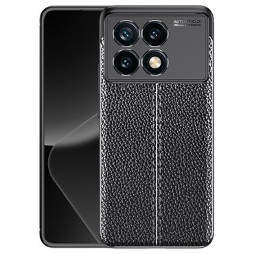 Eleganten gel ovitek Elite Guard z usnjeno teksturo in zaščito robov za Xiaomi Poco F6 Pro - obsidian black