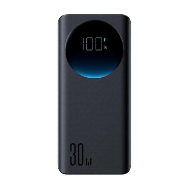 Power bank Joyroom "JR-PBF03" 30000 mAh, s tremi izhodi, vgrajeni svetilko, QC 3.0 30W in USB-C kablom - črn Power bank Joyroom "JR-PBF03" 30000 mAh, s tremi izhodi, vgrajeni svetilko, QC 3.0 30W in USB-C kablom - črn
