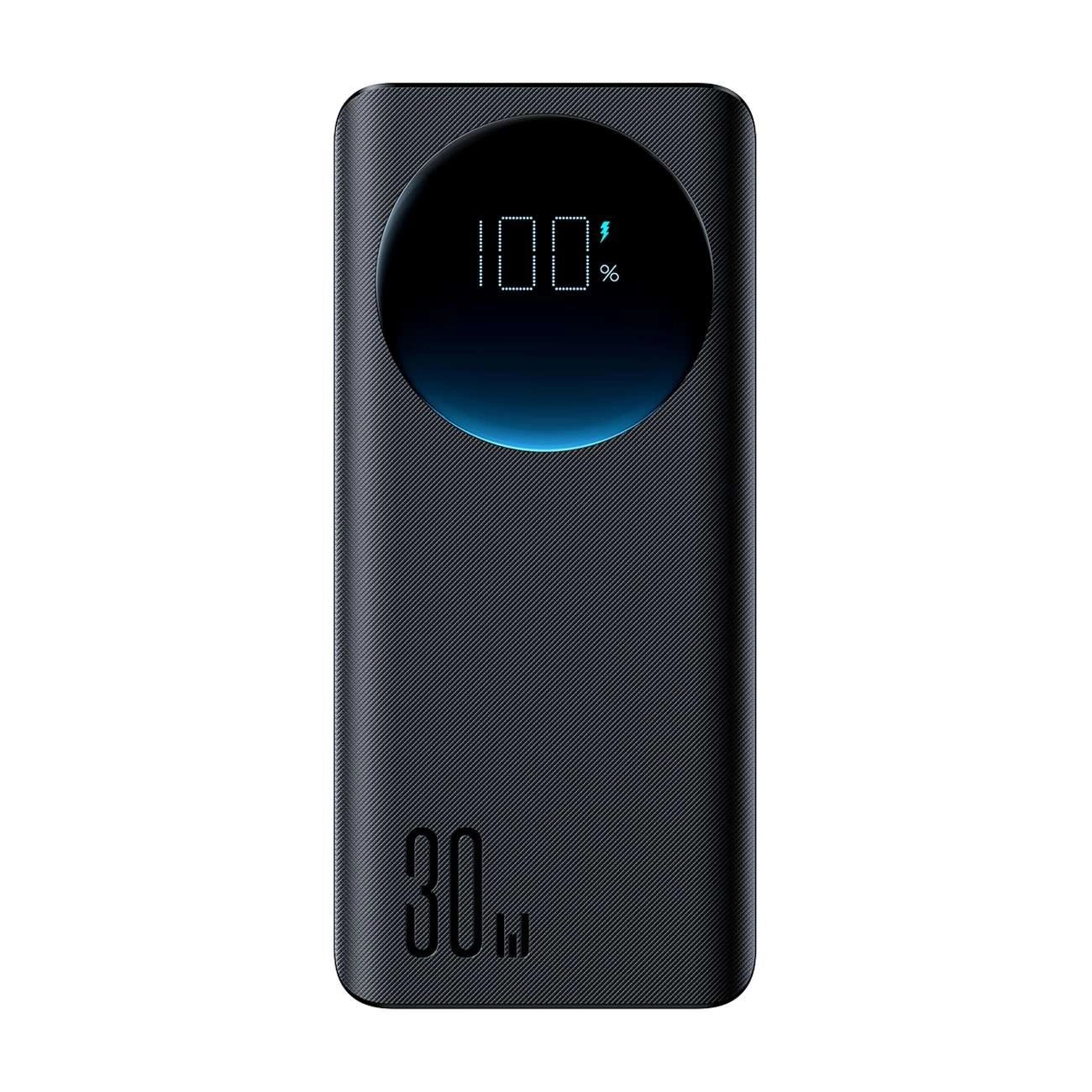 Power bank Joyroom "JR-PBF03" 30000 mAh, s tremi izhodi, vgrajeni svetilko, QC 3.0 30W in USB-C kablom - črn