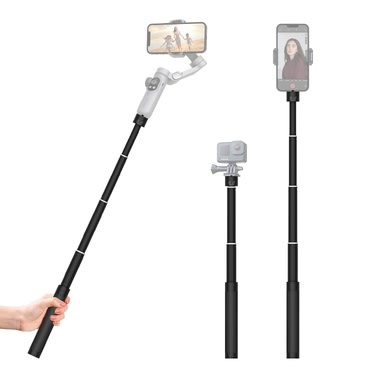 Alu teleskopska nastavljiva selfie palica - kompatibilna z gimbal, akcijskimi kamerami, fotoaparati 1/4" - črna