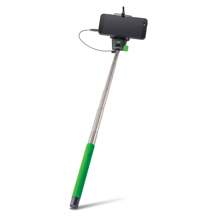 Raztegljiv selfie stick "Easy Snap" s 3.5 mm povezavo - zelen