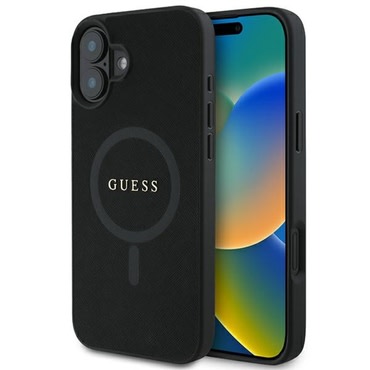 Originalen trden TPU ovitek Guess "Saffiano MagSafe" za iPhone 16 Plus - black