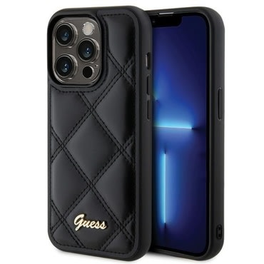 Originalen trden TPU ovitek Guess "Quilted Metal Logo" za iPhone 15 Pro Max - black