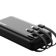 Power bank Dudao "K6 Pro Plus" z 2x USB in 1x USB-C izhodi ter vgrajenimi kabli - 20000 mAh - črn