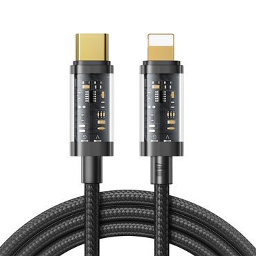 USB-C v Lightning pleten kabel Joyroom "Transparent" s pozlačenimi konektorji 20W - 1.2m - črn USB-C v Lightning pleten kabel Joyroom "Transparent" s pozlačenimi konektorji 20W - 1.2m - črn