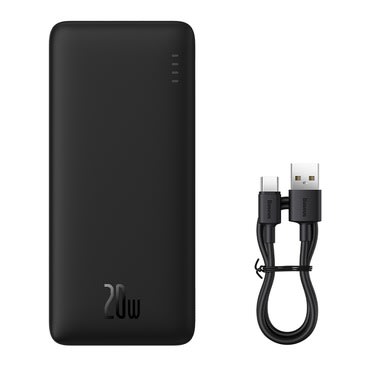 Power bank Baseus "Airpow 20W" z enim USB-C, USB in micro USB vhodom ter USB-C kablom - 10000 mAh - črn Power bank Baseus "Airpow 20W" z enim USB-C, USB in micro USB vhodom ter USB-C kablom - 10000 mAh - črn