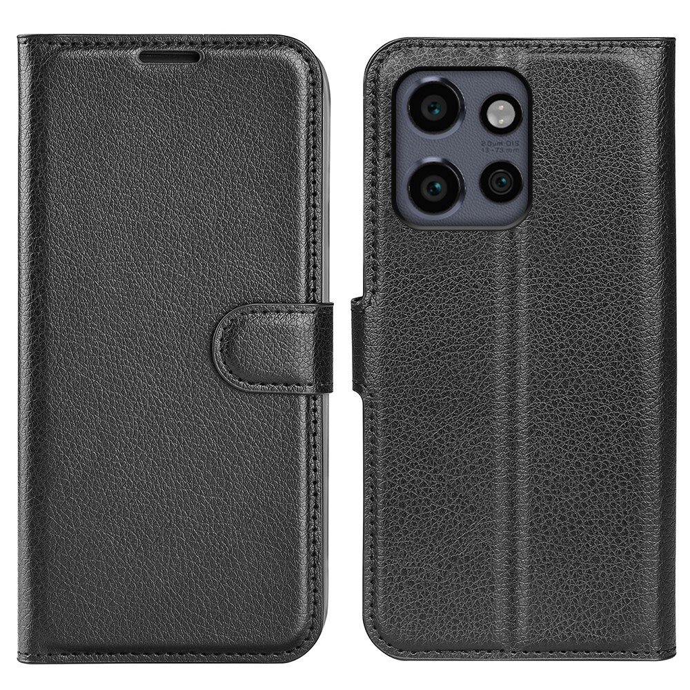 Etui "Litchi" za Motorola Edge 50 Neo - črn
