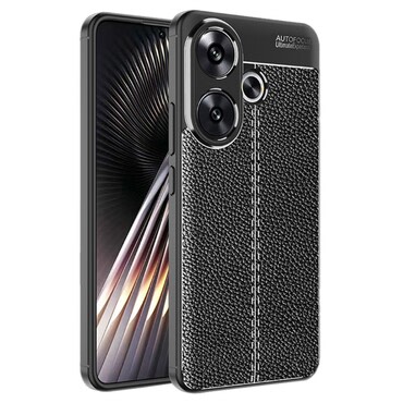 Eleganten gel ovitek Elite Guard z usnjeno teksturo in zaščito robov za Xiaomi Redmi 13C - obsidian black