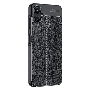 Eleganten gel ovitek Elite Guard z usnjeno teksturo in zaščito robov za Samsung Galaxy A06 - obsidian black