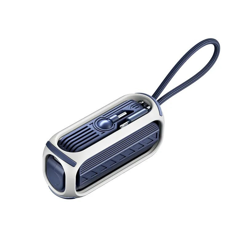 Power Bank Capsule Series 20W: Trendi rezervna baterija z dvema konektorjema, vrvico in odlično kapaciteto 5000 mAh - USB-C + Lightning - navy blue