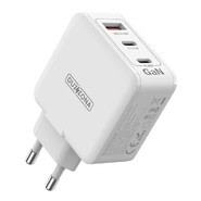 Premium 65W stenski polnilni adapter z GaN tehnologijo Duzzona T9 z 2x USB-C in 1x USB-A izhodi - bel Premium 65W stenski polnilni adapter z GaN tehnologijo Duzzona T9 z 2x USB-C in 1x USB-A izhodi - bel