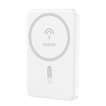 Power bank Dudao "K14S" z Magsafe tehnologijo 20W 5000 mAh za brezžično polnjenje - bel