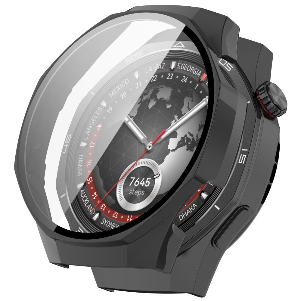 Trden TPU ovitek z zaščitnim steklom za Huawei Watch GT5 Pro 46mm - črn