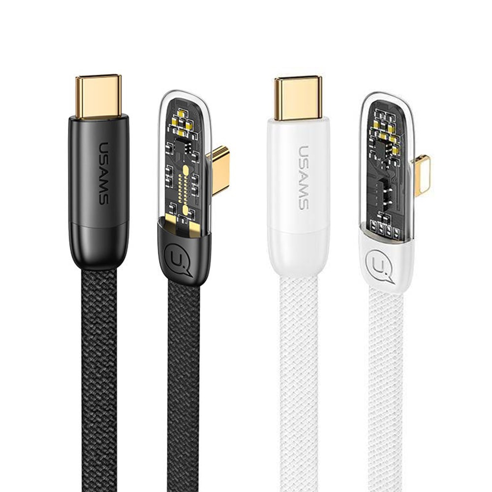 Pleten kabel USAMS SlimCharge s stranskim priklopom in hitrim polnjenjem do 100W - Več kombinacij in dolžin!