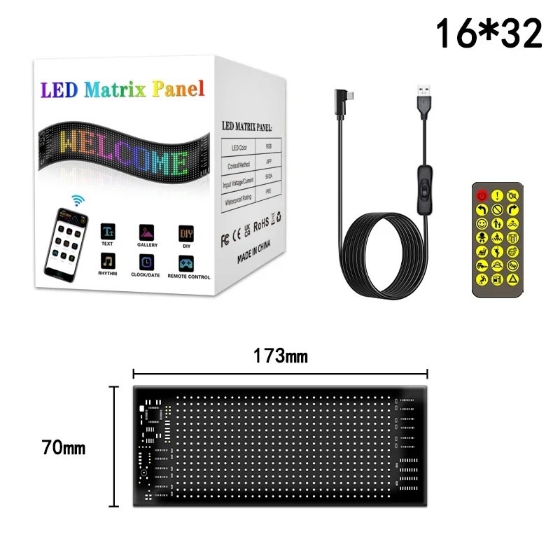 LED Matrix: Pametni RGB prikazovalnik z animacijami in pametno aplikacijo - 17 cm