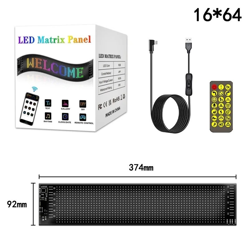 LED Matrix: Pametni RGB prikazovalnik z animacijami in pametno aplikacijo - 37 cm