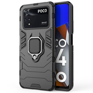 Robusten ovitek "Impact X Ring" za Xiaomi Poco M4 Pro - črn