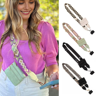 Pašček za telefon Urban Strap: Modna nastavljiva crossbody vrvica za telefon z denarnico 3v1