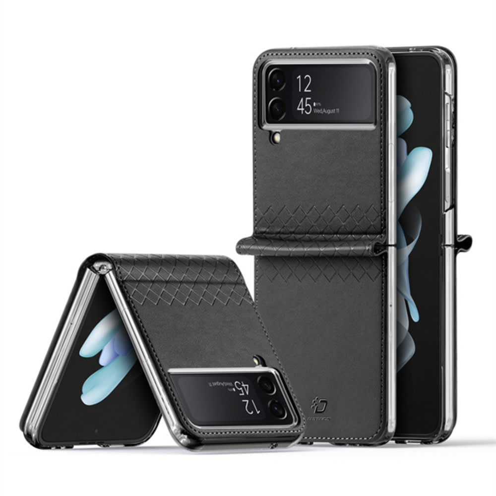 Premium ovitek "Bril" iz umetnega usnja za Samsung Galaxy Z Flip4 - črn