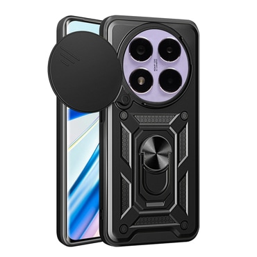 Oklepni ovitek MaX-Armor z obročem, kovinsko ploščico in zaščito zadnjih kamer za Xiaomi Note 14 Pro 5G / Poco X7 - army black