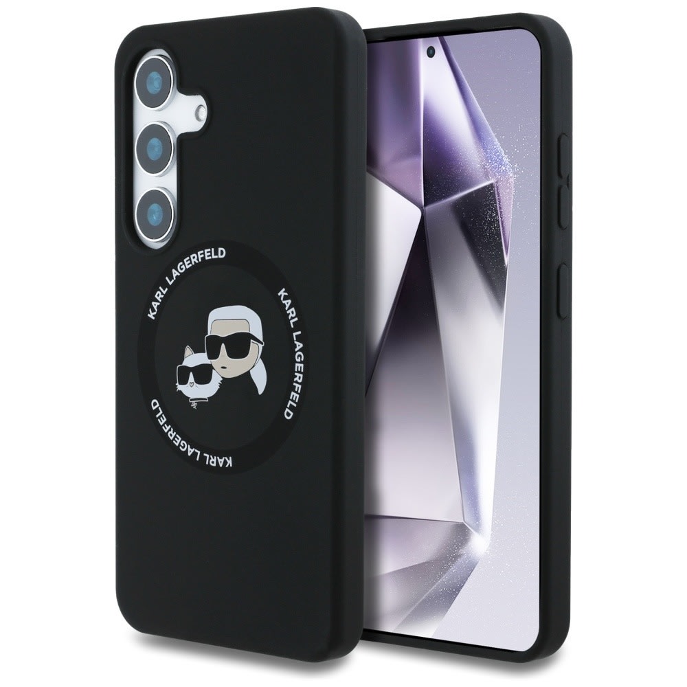 Originalen ovitek Karl Lagerfeld "Double Heads MagSafe" za Samsung Galaxy S25 - črn