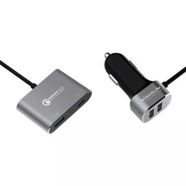 Premium avtopolnilec Nillkin "PowerShare" s QC3.0, z enim USB-C in tremi USB-A polnilnimi izhodi 57W - siv Premium avtopolnilec Nillkin "PowerShare" s QC3.0, z enim USB-C in tremi USB-A polnilnimi izhodi 57W - siv